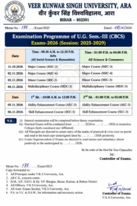 VKSU UG 5th Semester Exam Programme 2024-28